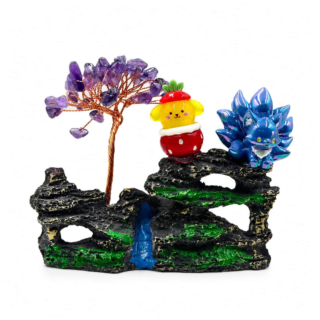 Amethyst Crystal Tree Landscape Decorative Showpiece with Artistic Rock Garden Base 2