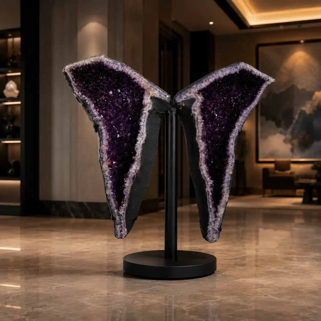 Amethyst Geode on Premium Stand - Large Decorative Crystal Display Piece 1