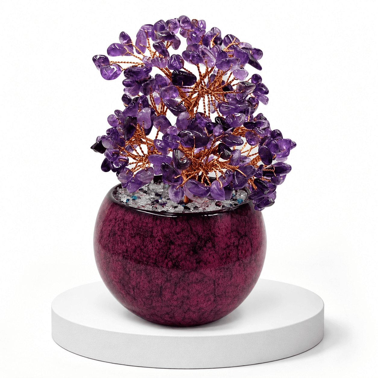 Amethyst Tree with Pink Ceramic Pot | Handcrafted Crystal Tree Decor with Natural Amethyst Chips & Copper Wire | 216 Beads | 13 cm 2