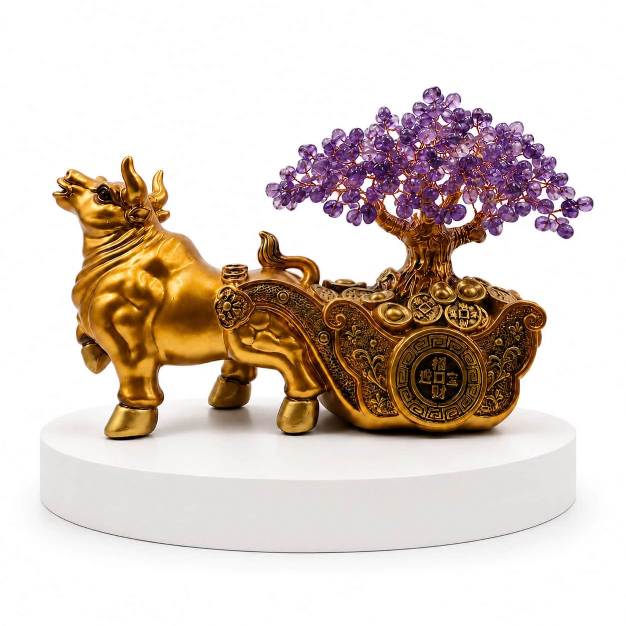 Amethyst Wealth Bull Decor Crystal Tree Showpiece 2