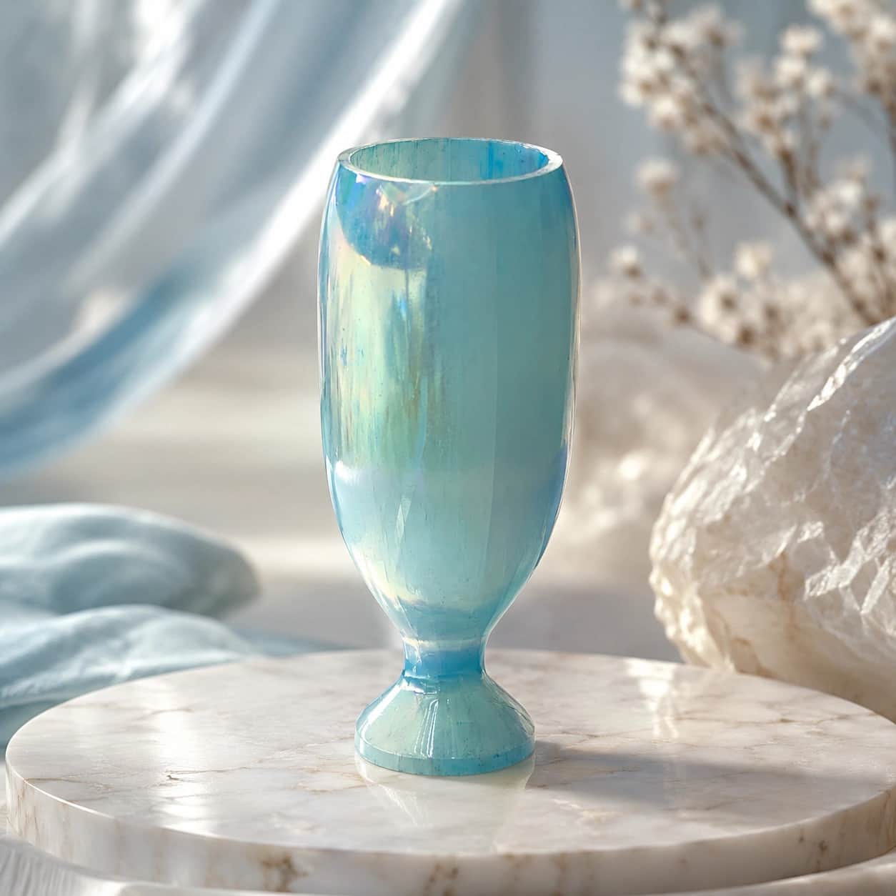Aura Quartz Crystal Cup | Iridescent Handcrafted Goblet | Luxury Healing Crystal Decor 1