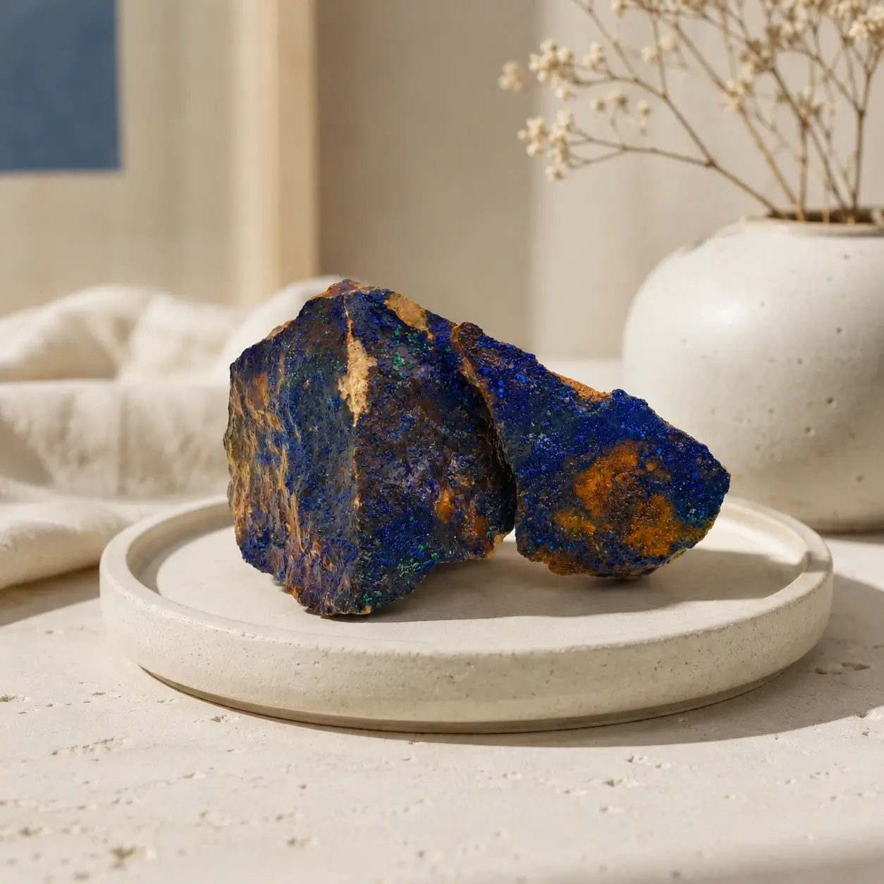 Azurite Raw Stone - Natural Rough Deep Blue Copper Carbonate Mineral Gemstone Pieces 1