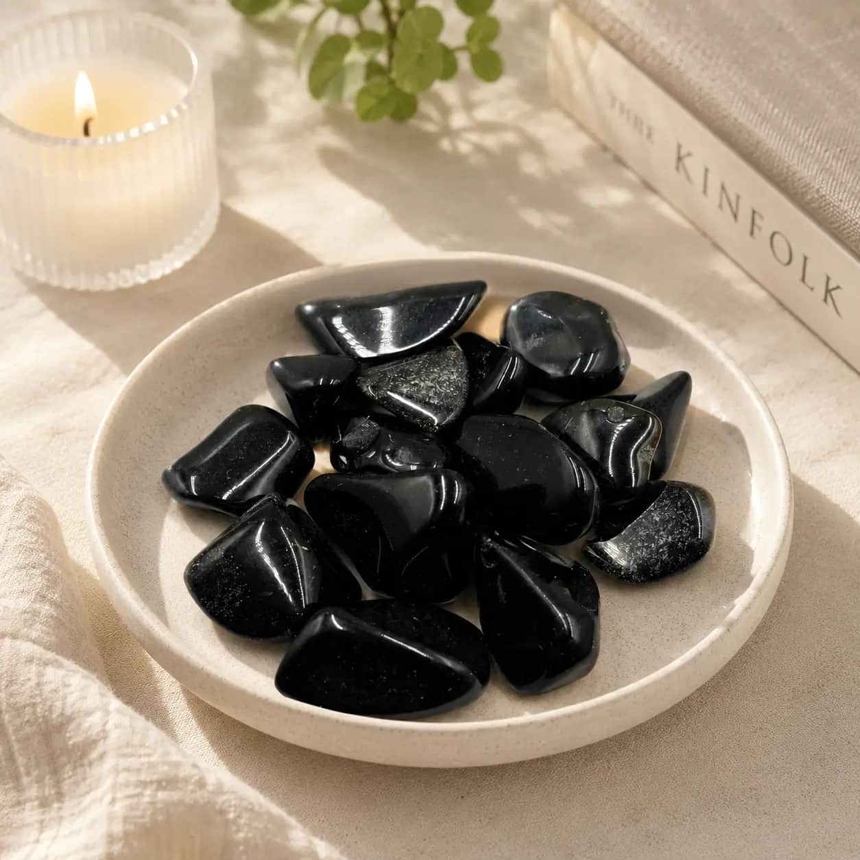 Black Tourmaline Tumbled Stone - Natural Polished Black Gemstone Pieces 1