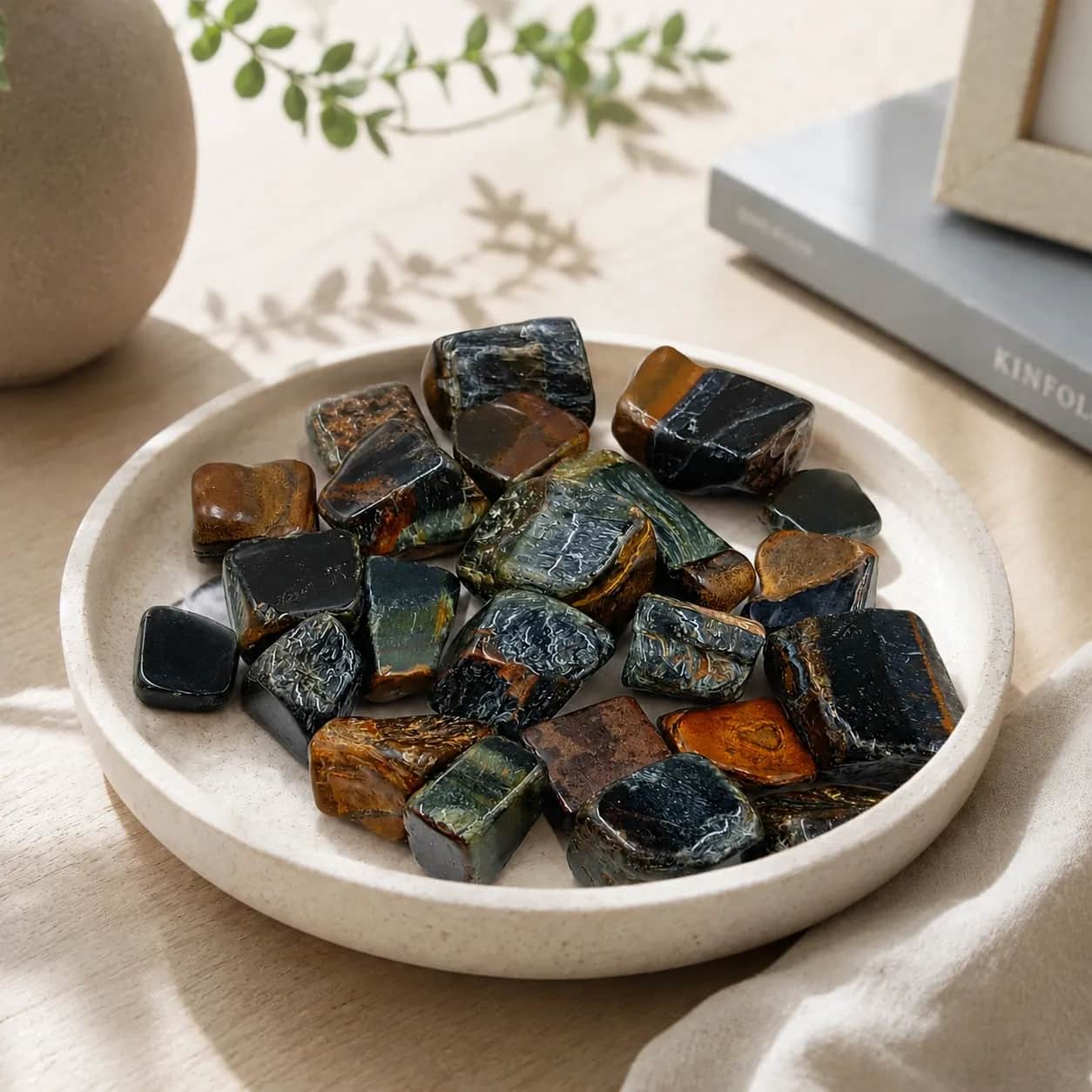 Blue Tiger Eye (Hawk Eye) Natural Polished Tumbled Stone | Polished Tumble Gemstone 1