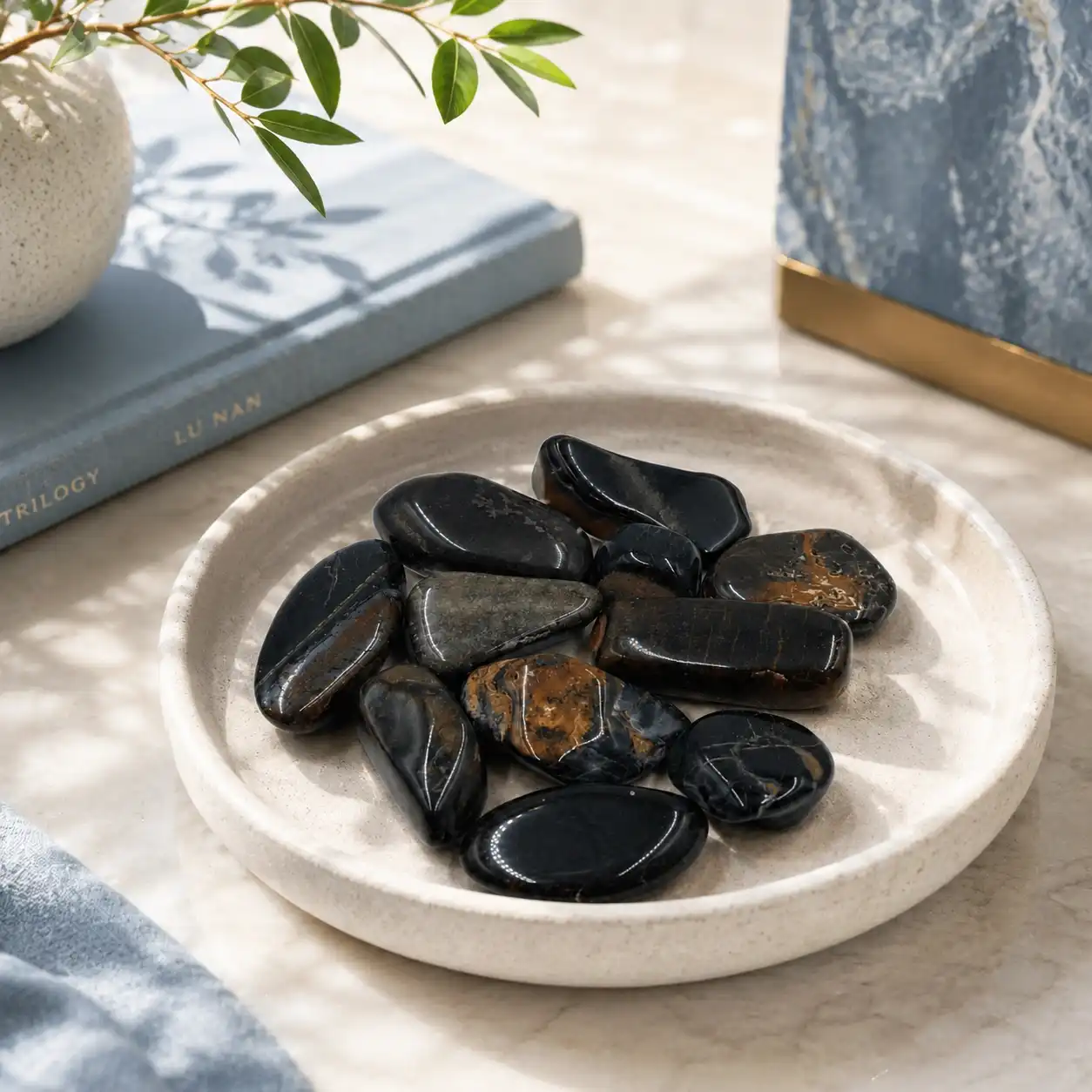 Blue Tiger Eye Natural Polished Tumbled Gemstone | Hawk's Eye Healing Stones 1