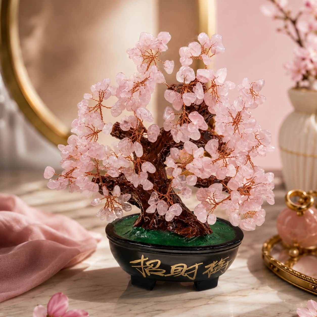 Bonsai Crystal Money Tree Decor | Feng Shui Gem Stone Bonsai Tree | Black Lacquer Bowl Base | Luxury Home Décor & Premium Gifting 1