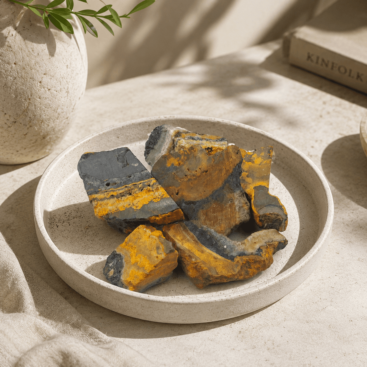 Bumble Bee Raw Stone - Natural Rough Yellow Orange Banded Gemstone Pieces 1