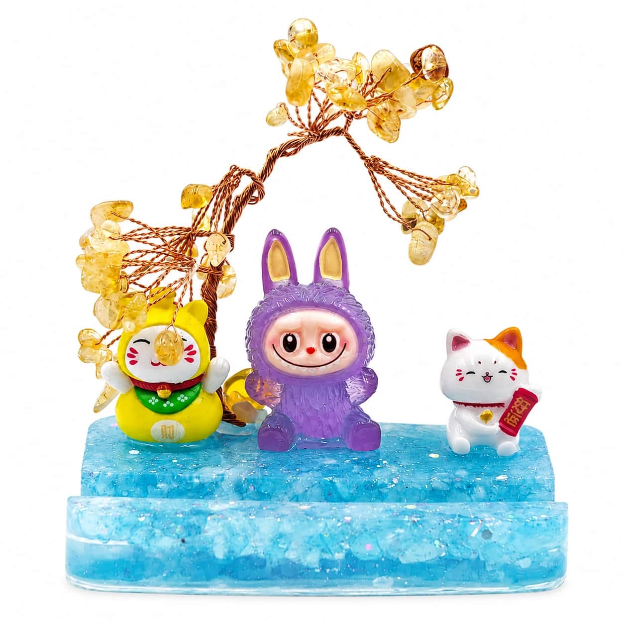 Citrine Crystal Tree Decorative Showpiece with Aqua Resin Base 2