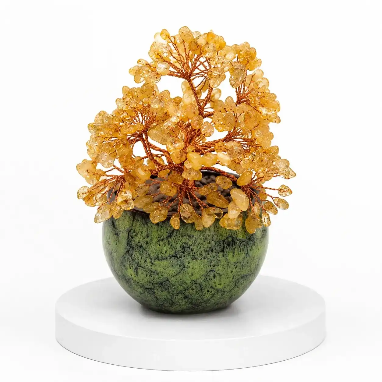 Citrine Tree with Green Textured Ceramic Pot | 216 Beads | 13 cm | 441 gm 2