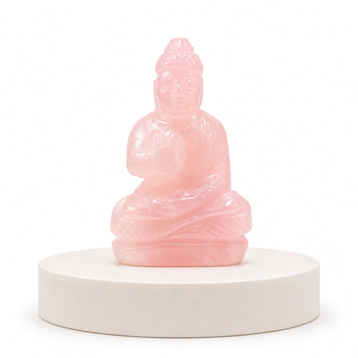Crystal Buddha Figurine | Natural Stone Carved Buddha Statue | Rose Quartz, Amethyst & Labradorite | Spiritual Decor & Healing Crystal Gift 2