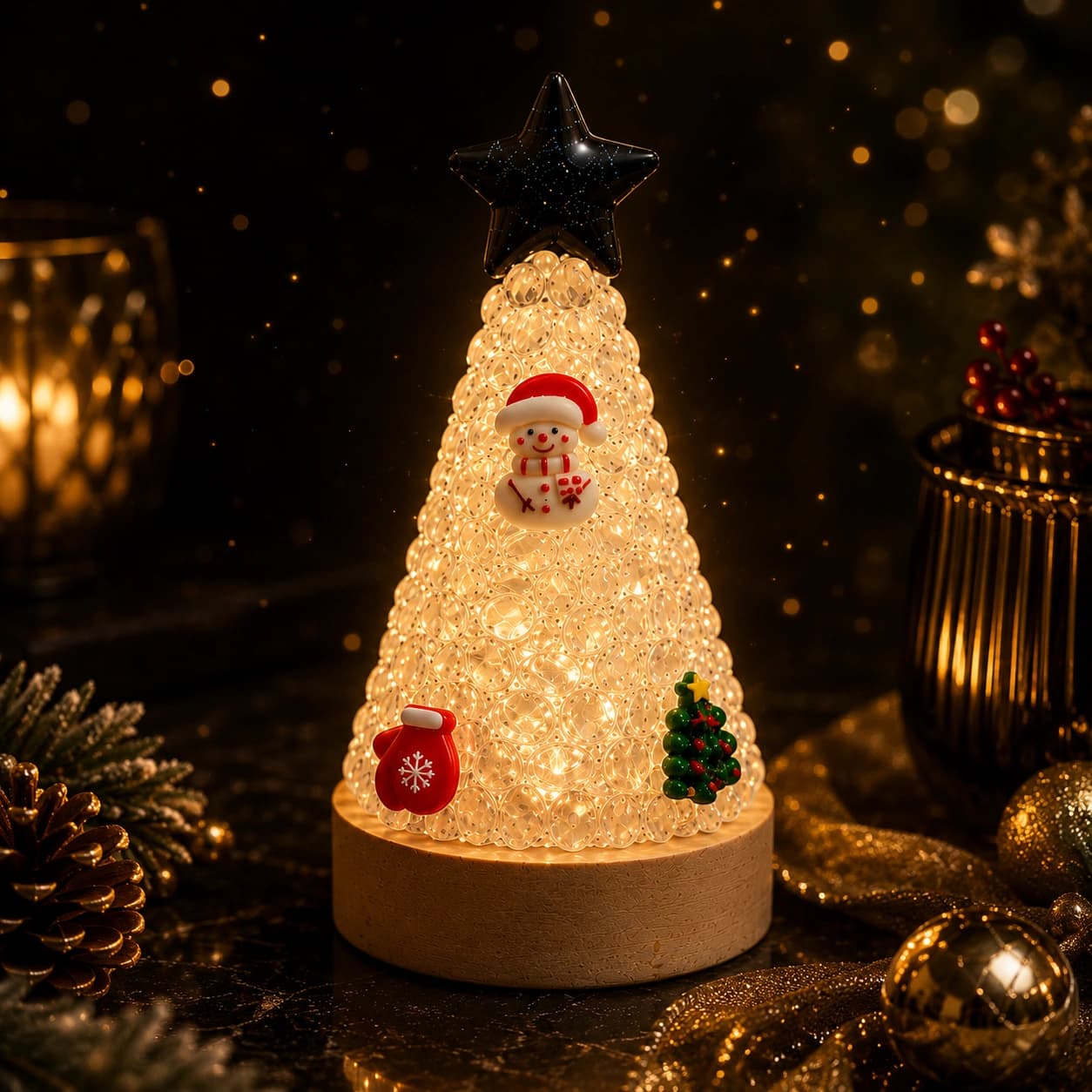 Crystal Christmas Tree Lamp | Colour Changing LED | Premium Crystal Build | 4 Lighting Modes | 5 Stone Variants | Festive Home Décor & Gifting