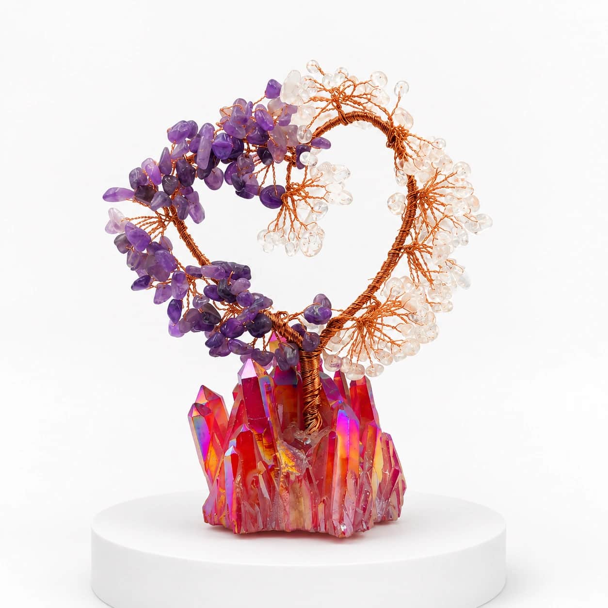 Crystal Harmony Tree with Amethyst-Tone & Clear Crystal Chips on Iridescent Crystal Base 2