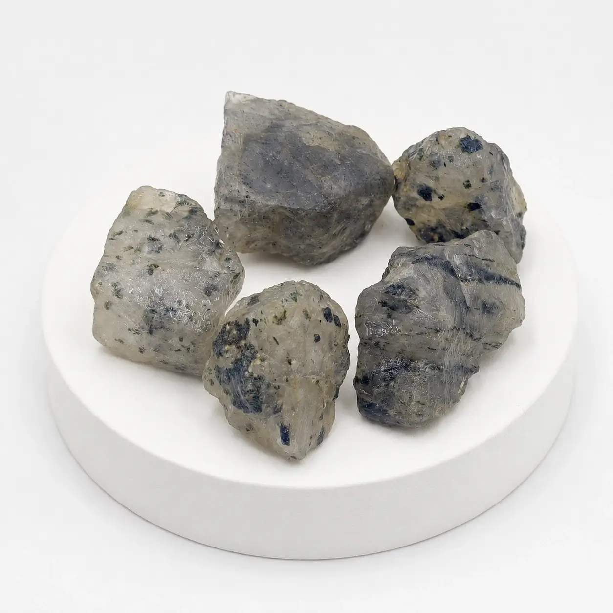 Dot Rutile Raw Stone - Natural Grey Dotted Rutilated Quartz Gemstone Pieces 2