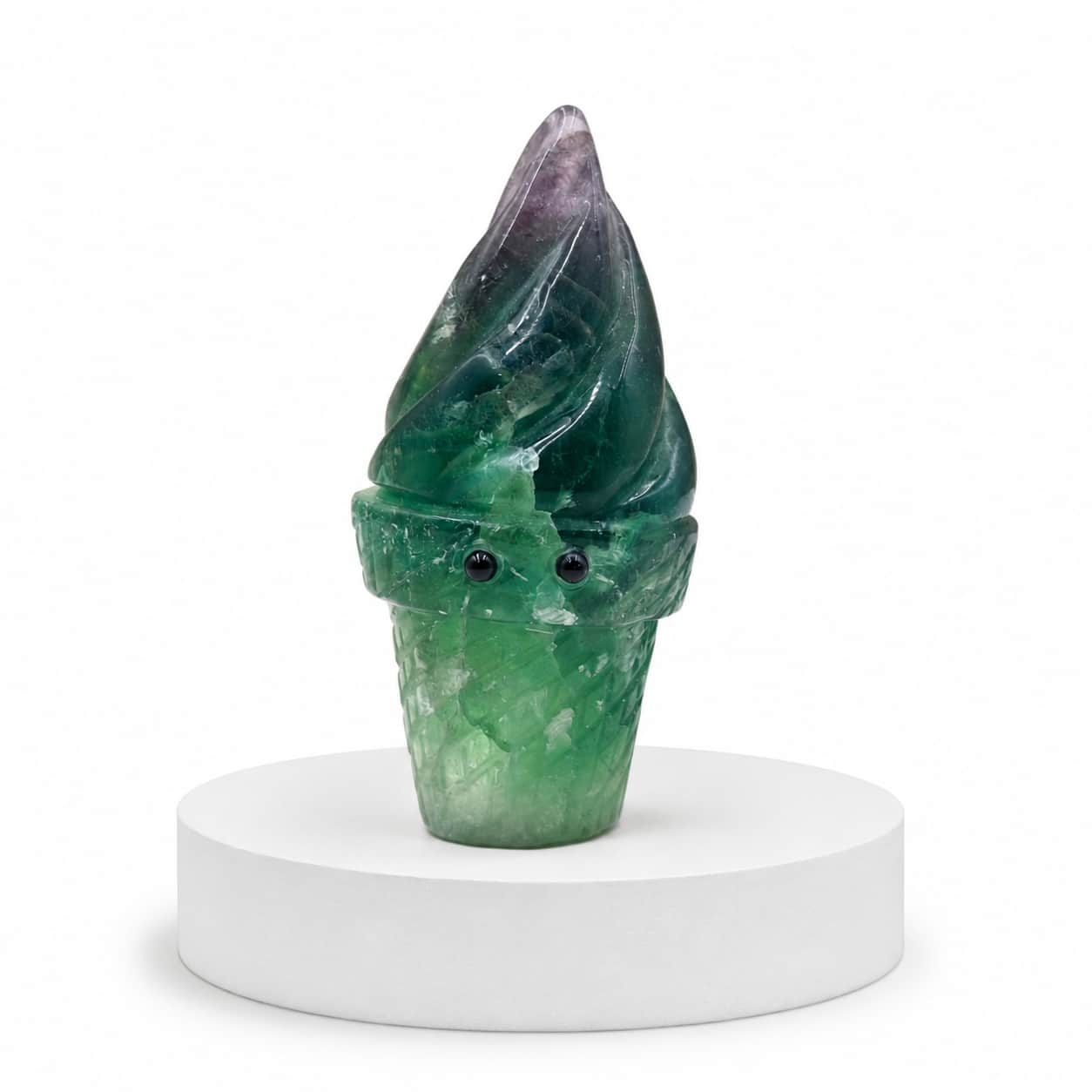 Fluorite Gnome Natural Crystal Decor – Hand-Carved Green & Violet Stone Figurine 2