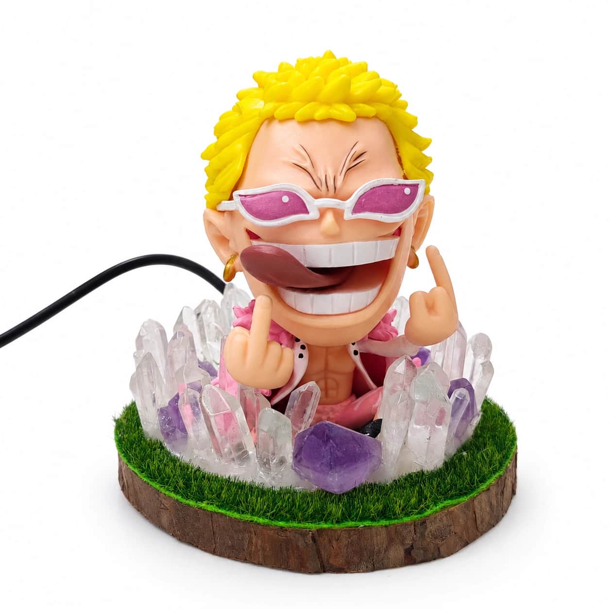 Funny Yellow Hair Figurine Clear Quartz and Amethyst LED Crystal Decorative Lamp 2