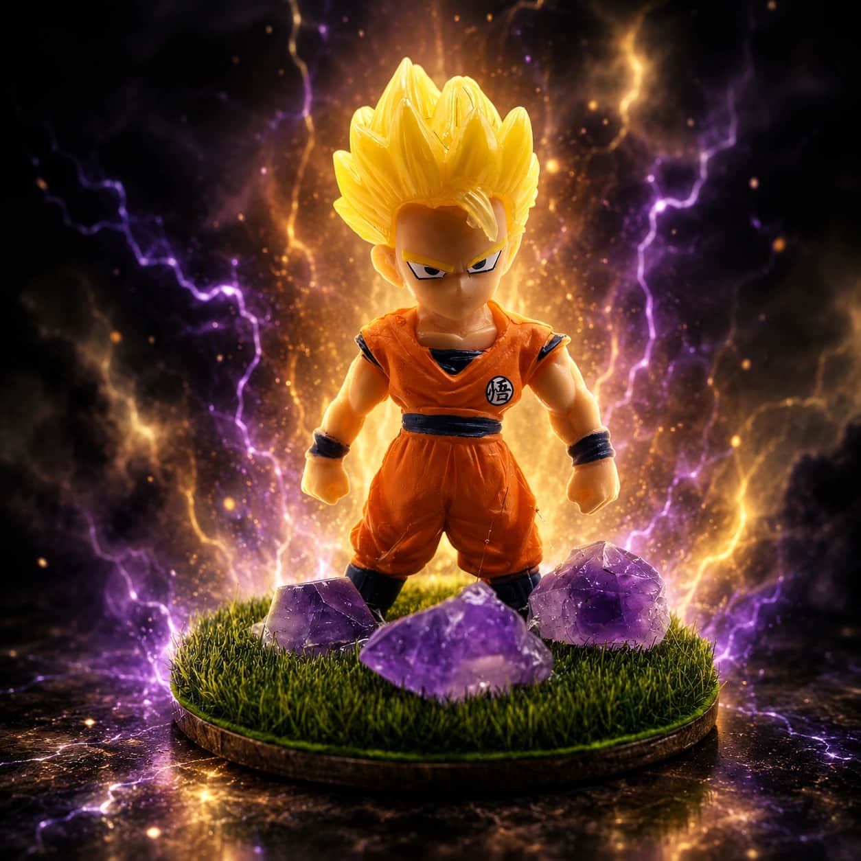 Gohan Super Saiyan Figurine Decor | Amethyst Crystal Stone Base | Premium Anime Collectible 1