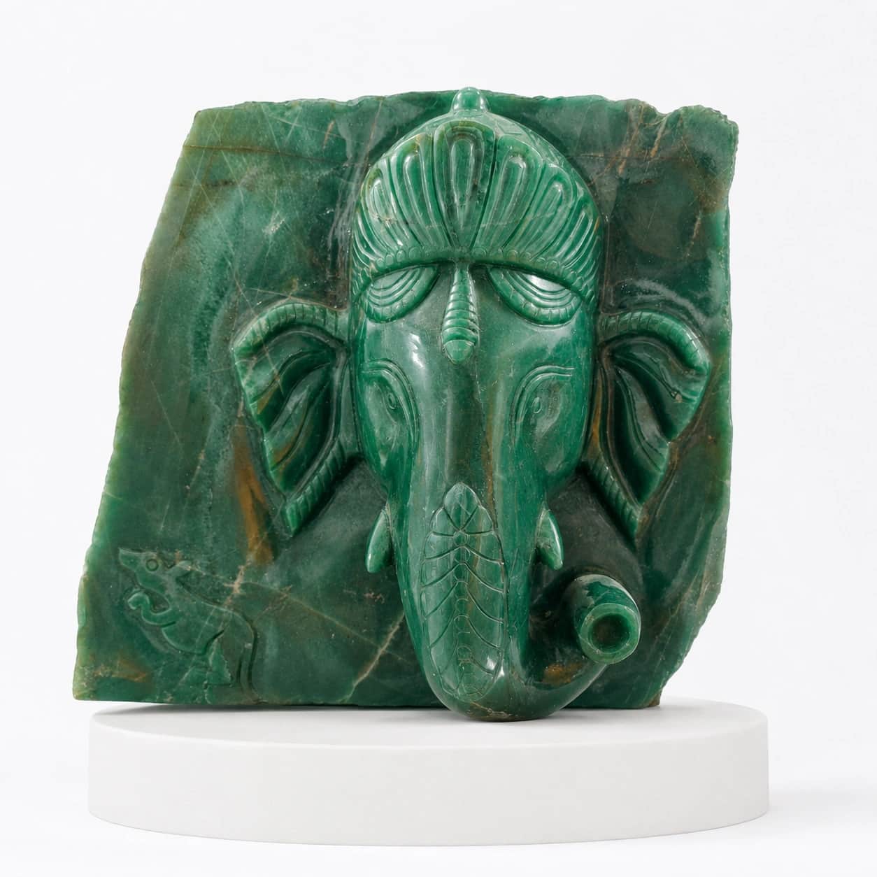Green Aventurine Ganesha Decor | Natural Stone Hand-Carved Ganesha Wall Panel | Premium Spiritual Home Decor 2
