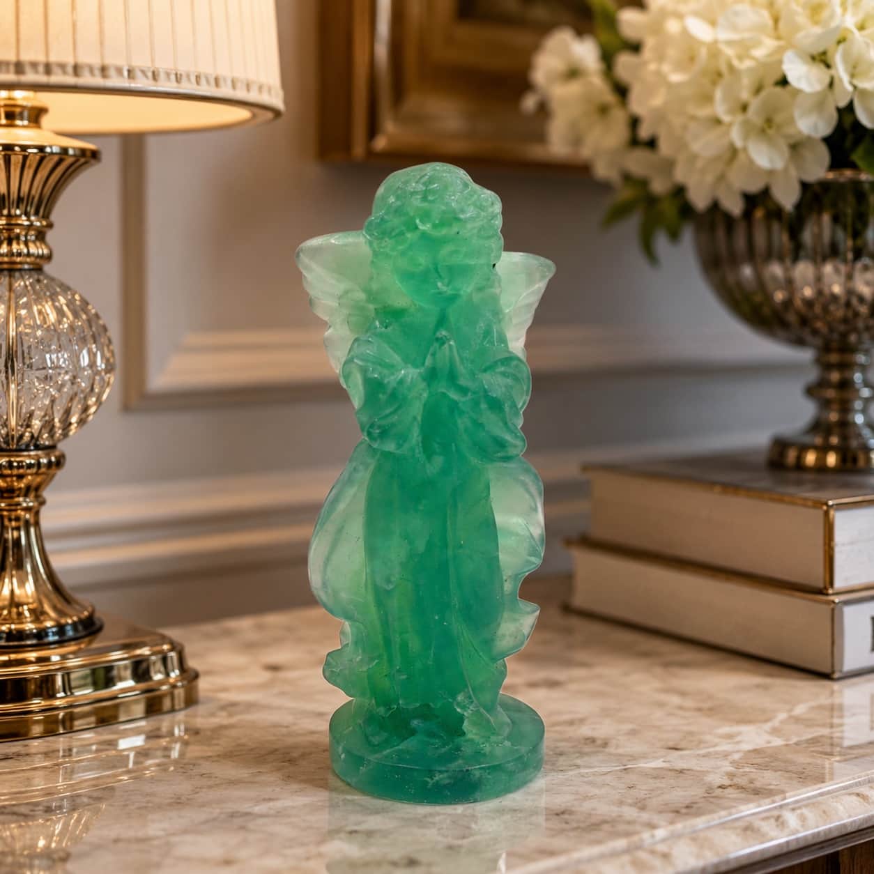 Green Fluorite Crystal Angel Figurine – Hand-Carved Premium Spiritual Home Décor Statue 1