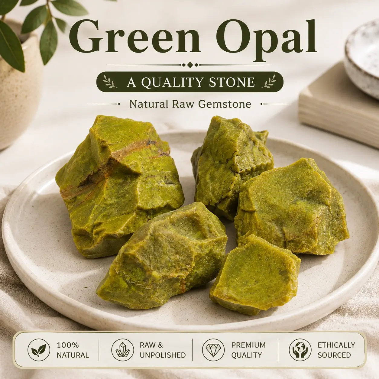 Green Opal A Quality Raw Stone - Natural Rough Green Opal Gemstone Pieces 1