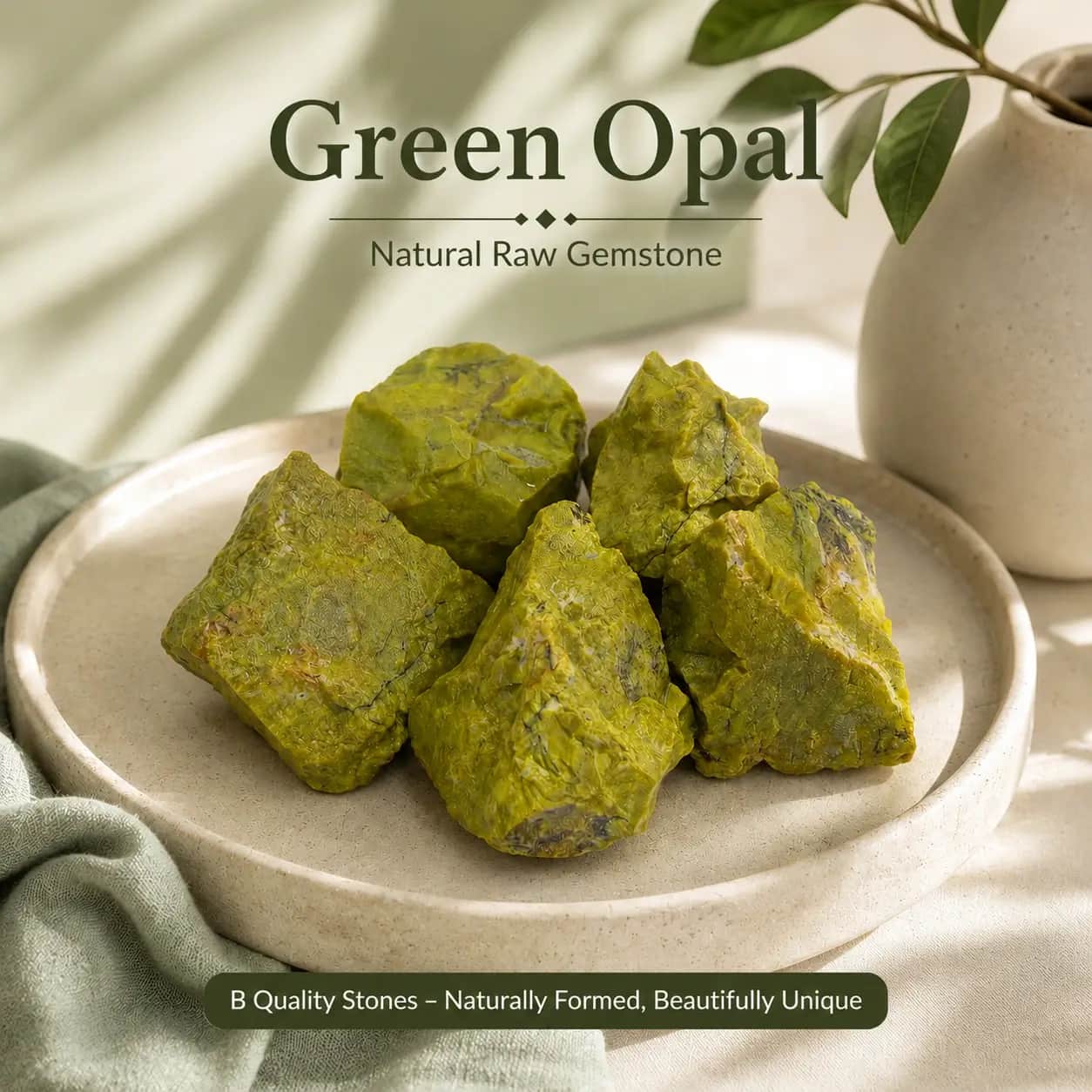 Green Opal Raw Stone - Natural Rough Yellow-Green Opal Gemstone Pieces 1