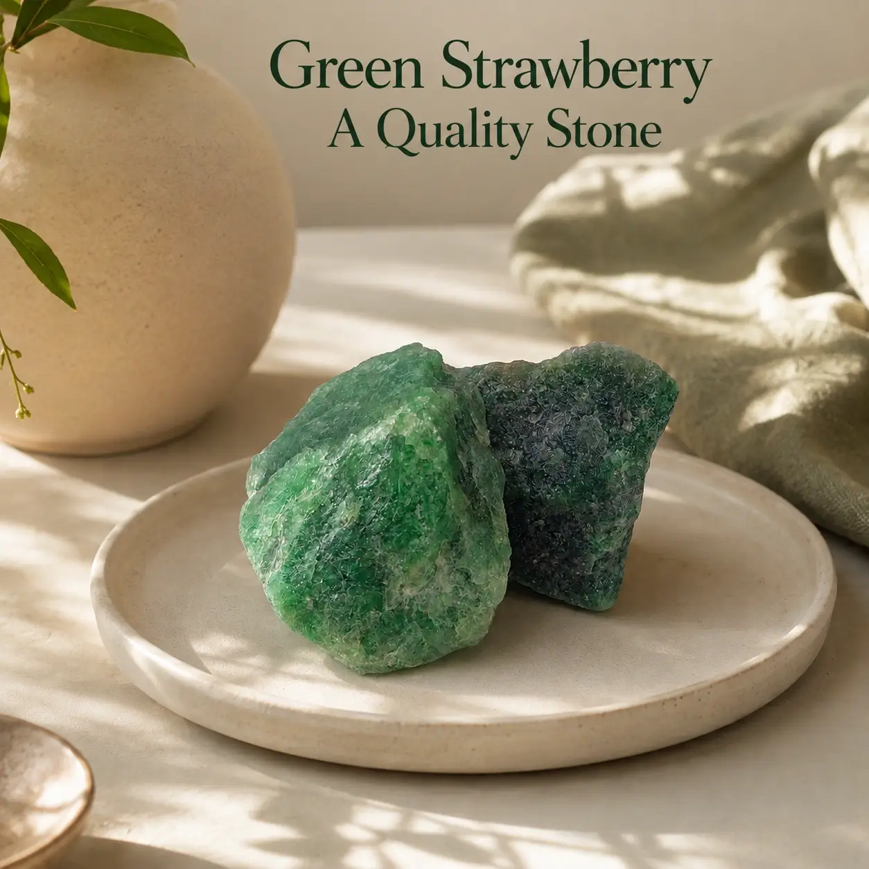 Green Strawberry A Quality Raw Stone - Natural Rough Green Strawberry Quartz Gemstone Pieces 1