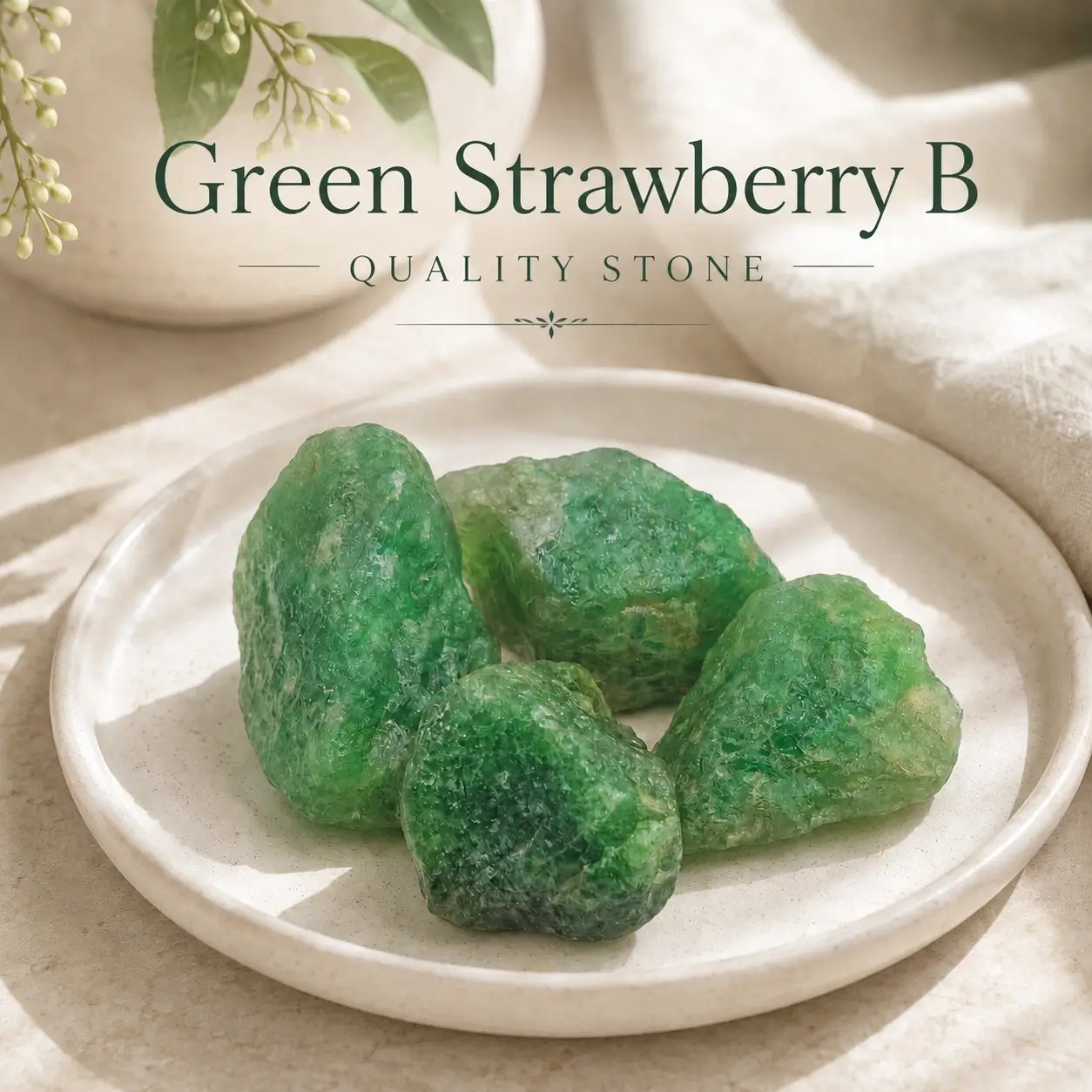 Green Strawberry B Quality Raw Stone - Natural Rough Translucent Green Gemstone Pieces 1