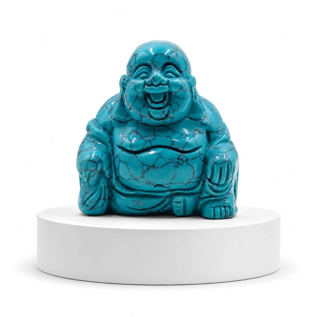 Handcrafted Natural Gemstone Laughing Buddha Statue - Small Vastu Feng Shui Decor 2
