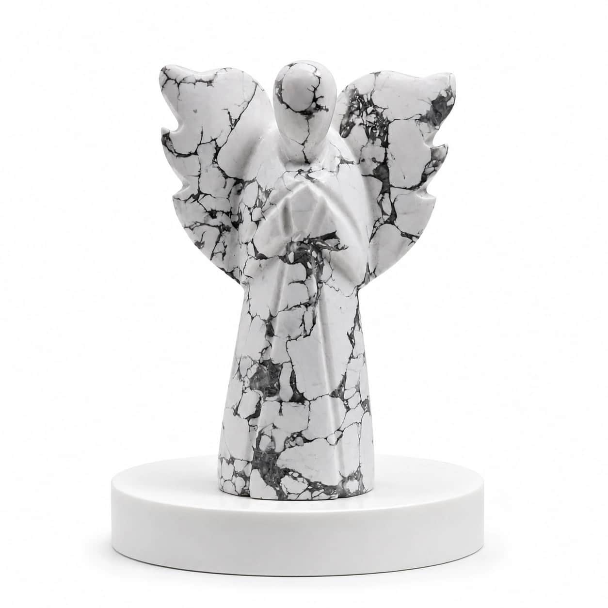 Howlite Angel – Handcrafted Natural Howlite Crystal Angel Figurine | Spiritual Decor & Healing Stone Gift 2