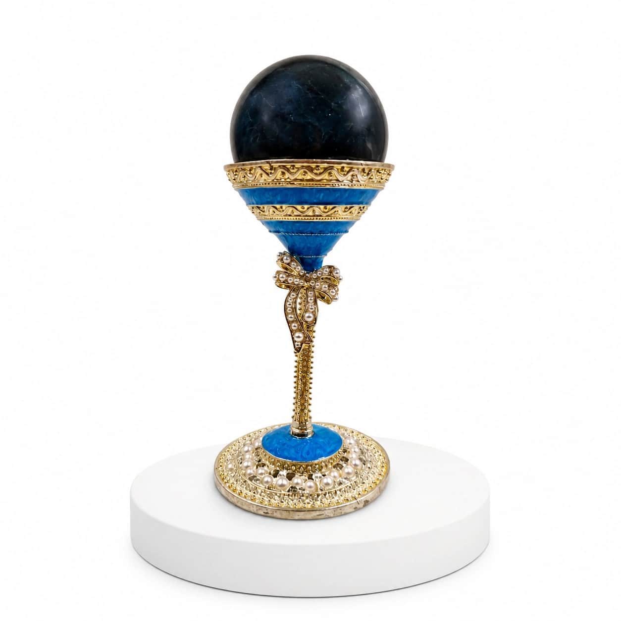 Labradorite Luxury Orb Showpiece with Blue Pearl Stand 2