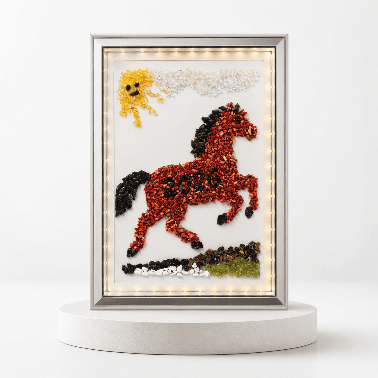 LED Gemstone Frame Art – Handcrafted Illuminated Natural Stone Wall & Table Décor 2
