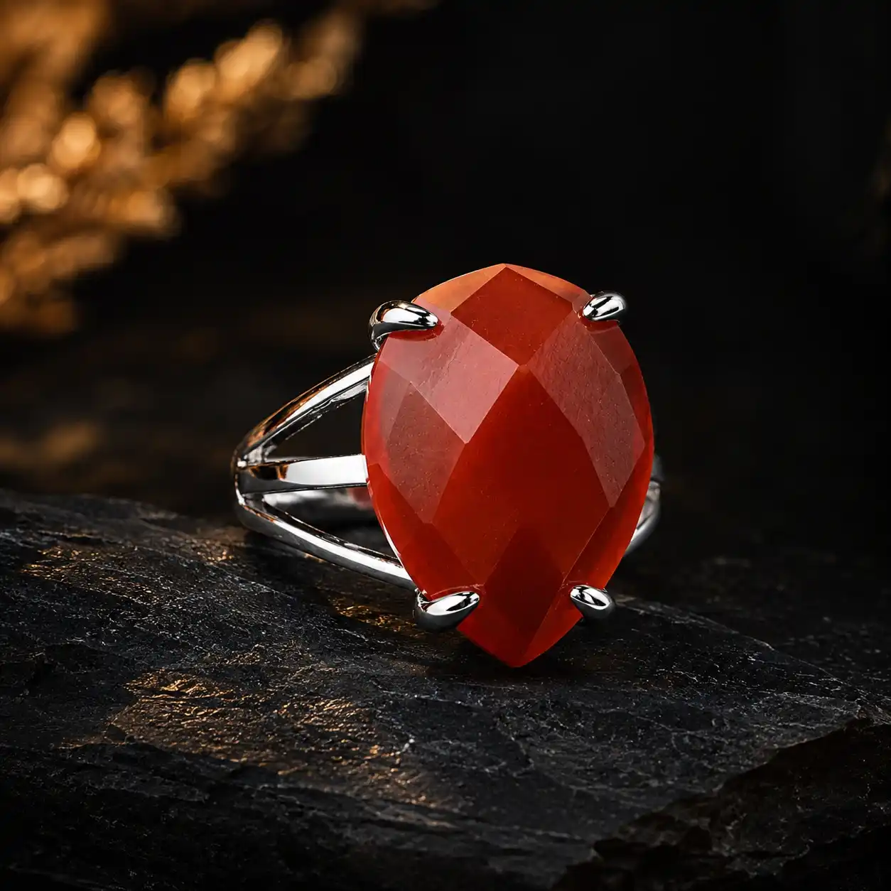 Luxury Adjustable Pear Shape Red Jasper Statement Ring 1
