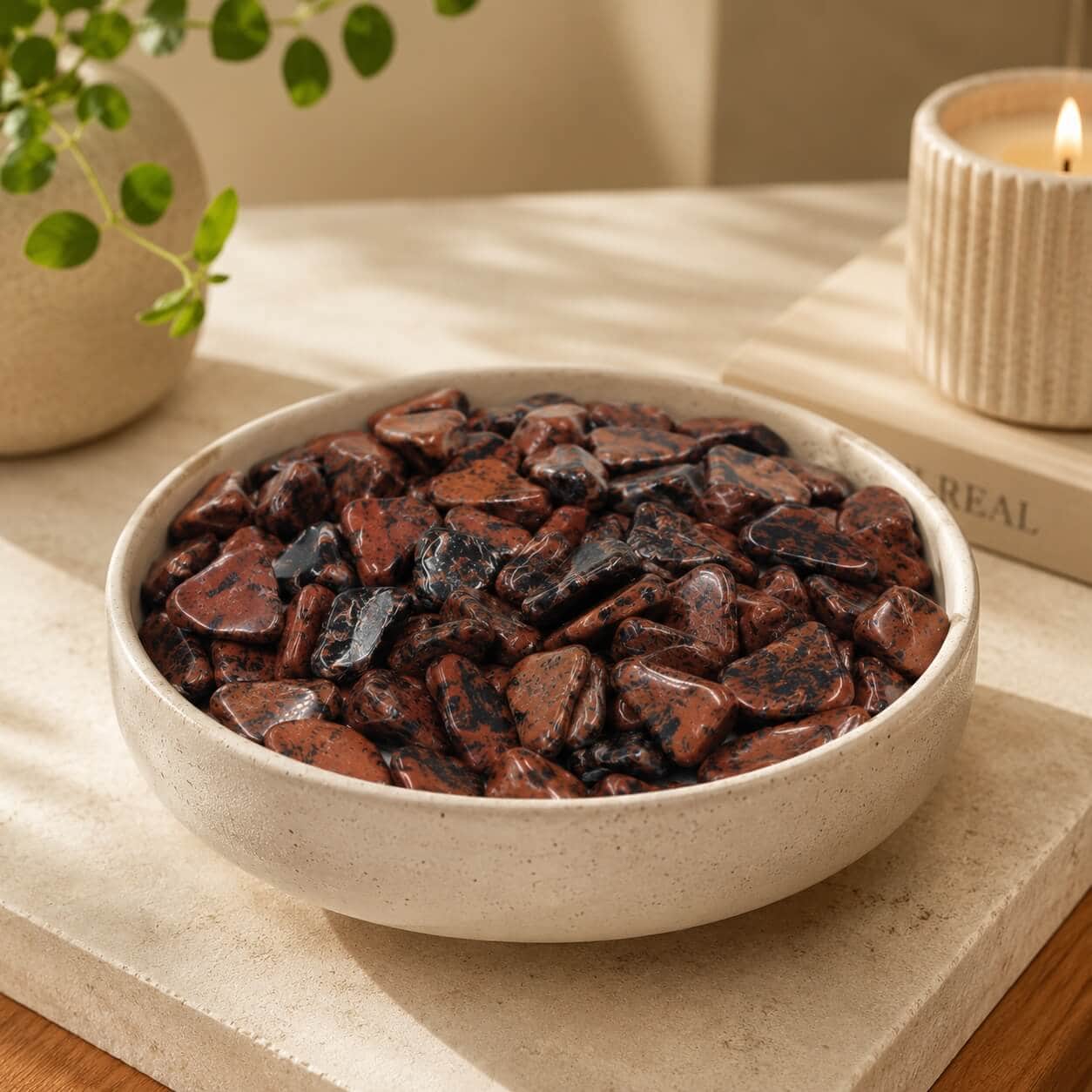Mahogany Obsidian Polished Tumbled Stones | Natural Volcanic Glass Gemstone Chips | 250 GM / 500 GM / 1 KG 1