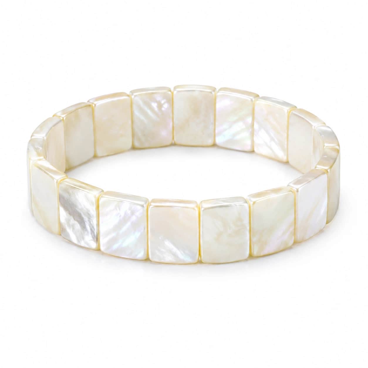 Natural Mother of Pearl Tile Bracelet — Stretch Bracelet with Rectangular MOP Shell Tiles for Grace, Intuition & Inner Harmony Elegant Everyday & Occasion Jewellery for Women | A Timeless Piece of Natural Elegance | Stone Mart 2