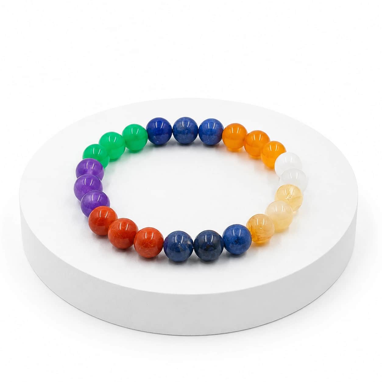 Natural 7 Chakra Gemstone Bracelet | 8 mm Beads | 23 Beads | Handmade Stretch Design 2