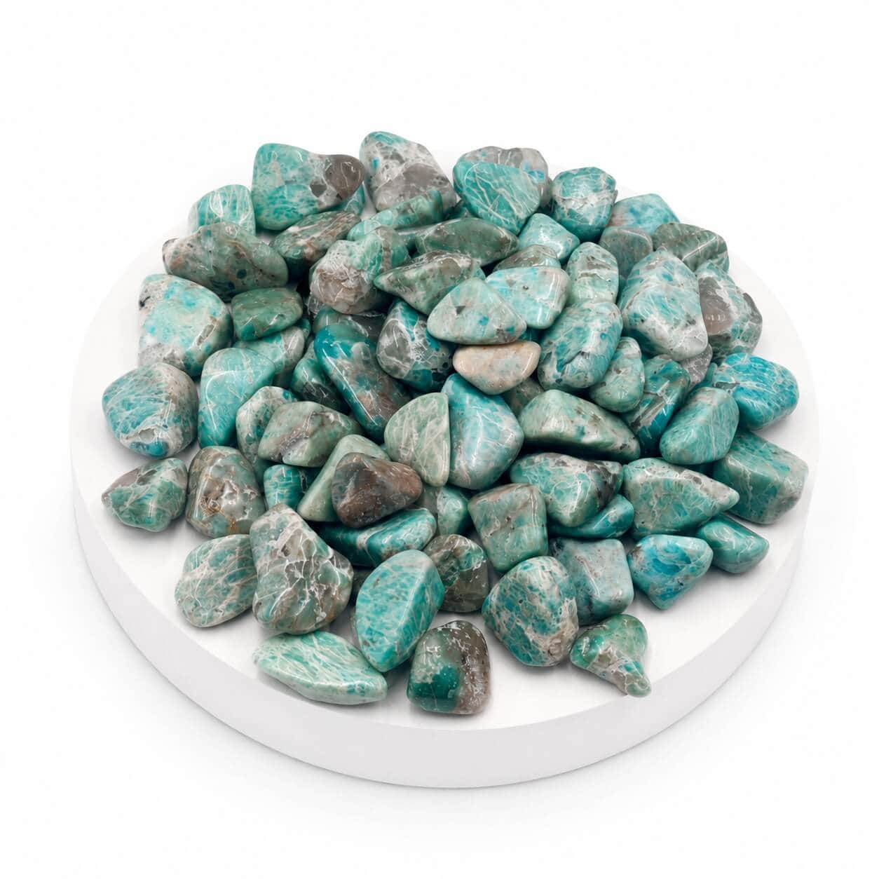 Natural Amazonite Tumbled Stones | Polished Blue-Green Feldspar Gemstone Chips for Crystal Healing, Reiki, Decor & DIY Jewellery | Available in 250 GM, 500 GM & 1 KG 2