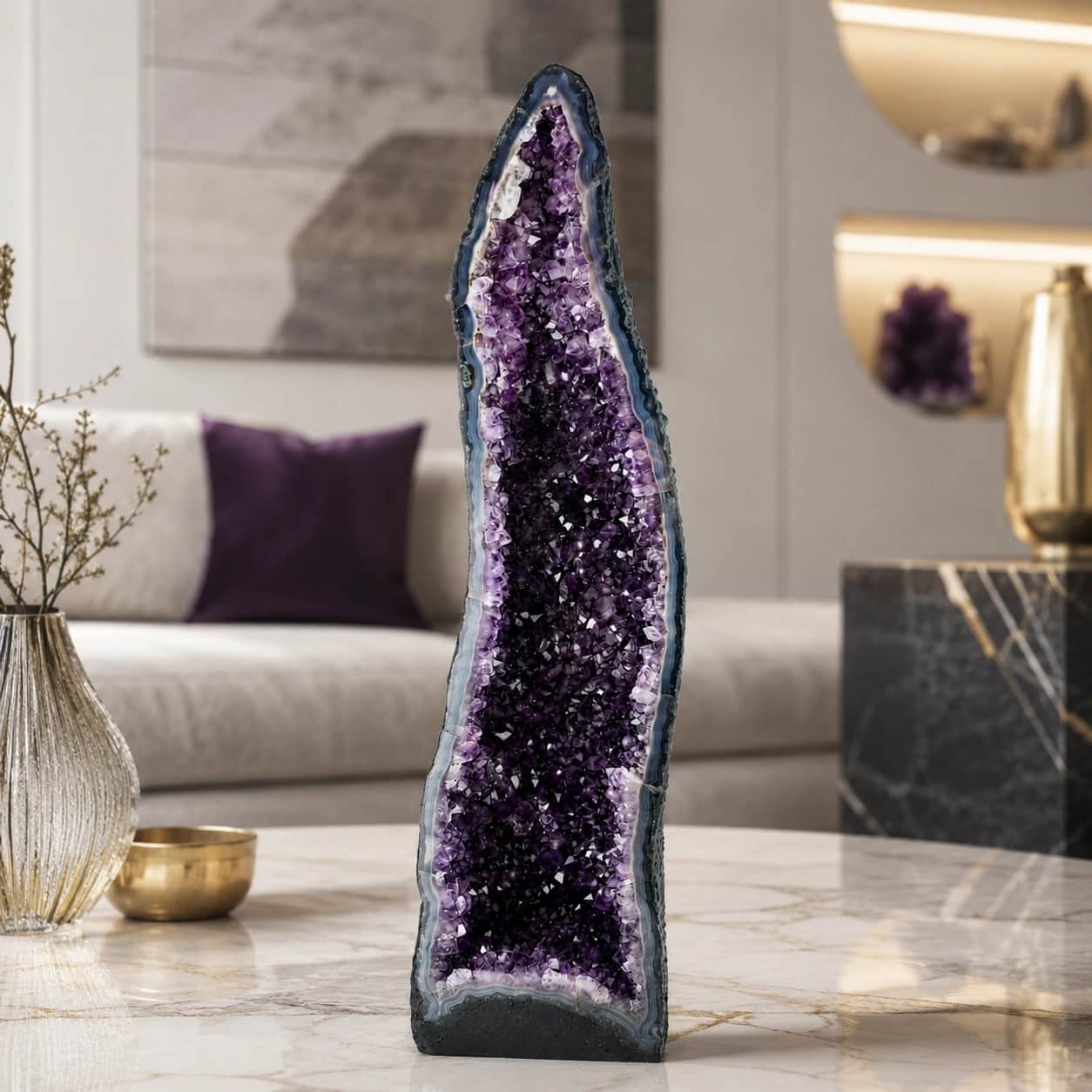 Natural Amethyst Geode Decorative Showpiece 24 KG, 29 Inch 1