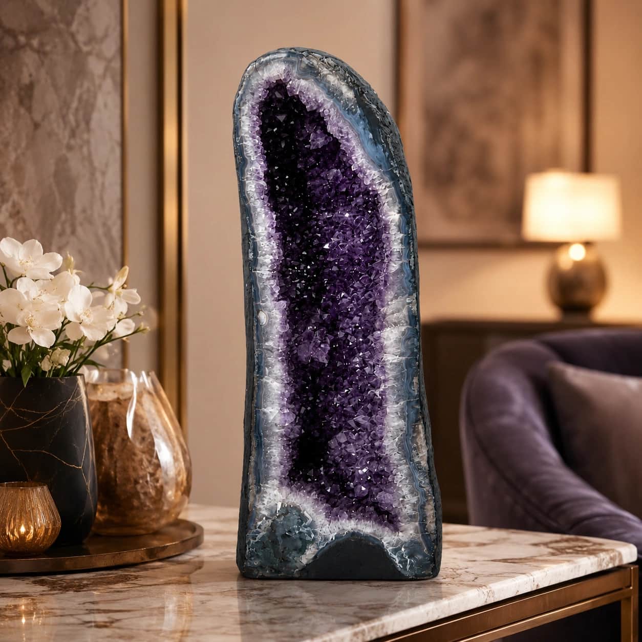 Natural Amethyst Geode Decorative Showpiece - 28 KG Premium Purple Crystal Display 1
