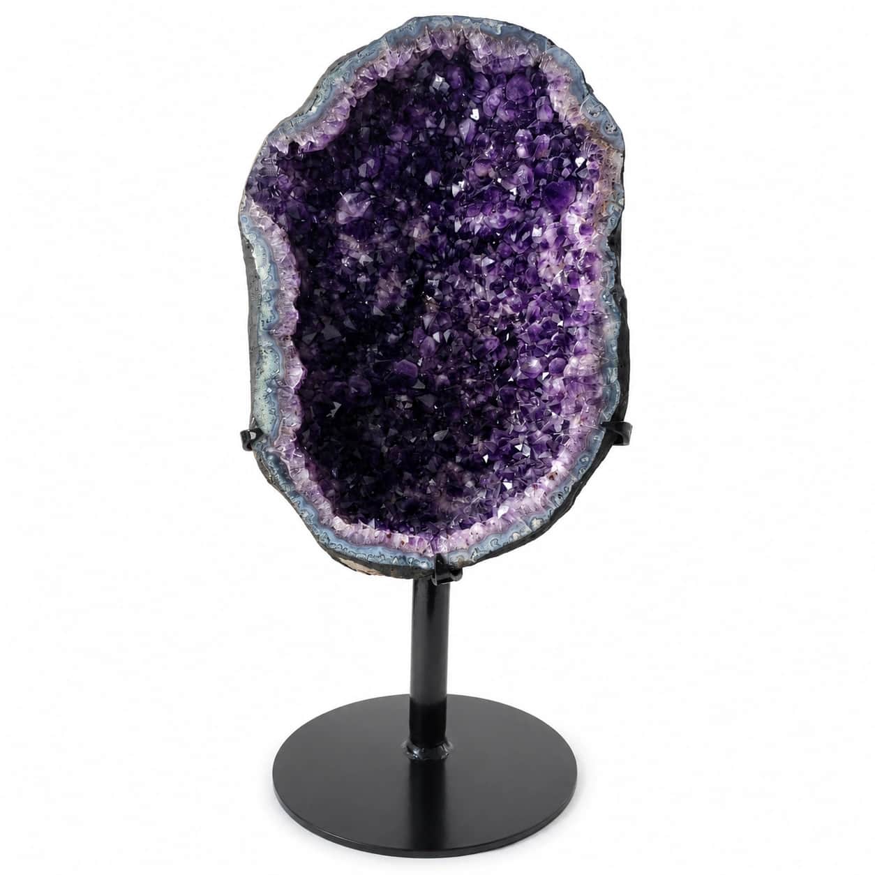 Natural Amethyst Geode Decorative Showpiece on Metal Stand - 73 KG, 41 Inch 2