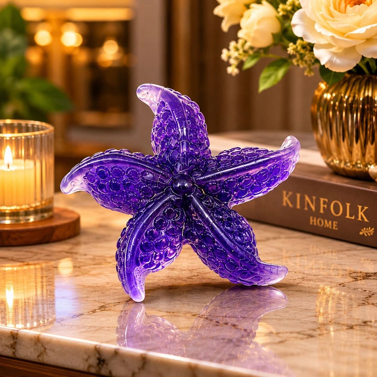 Natural Amethyst Starfish Hand-Carved Crystal Decor Figurine | 5.5 cm | 47 g