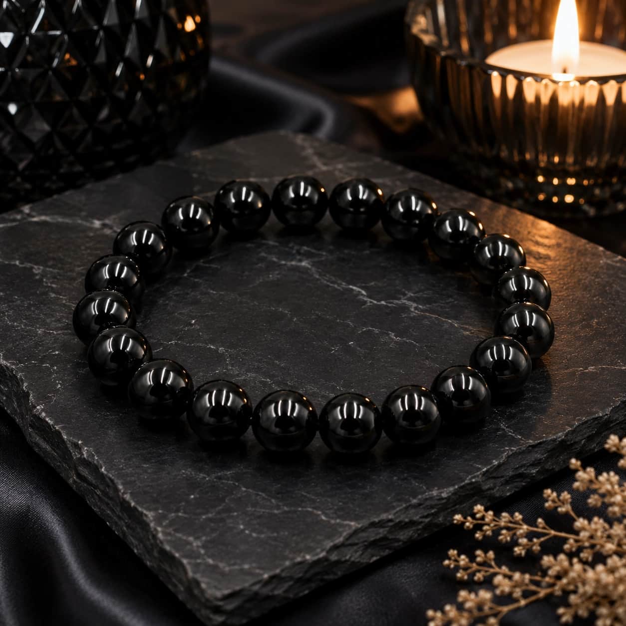 Natural Black Tourmaline Crystal Bracelet - 8mm Round Bead Stretch Bracelet for Protection, Grounding, Emotional Balance & Inner Strength | Unisex Healing Crystal Jewellery 1