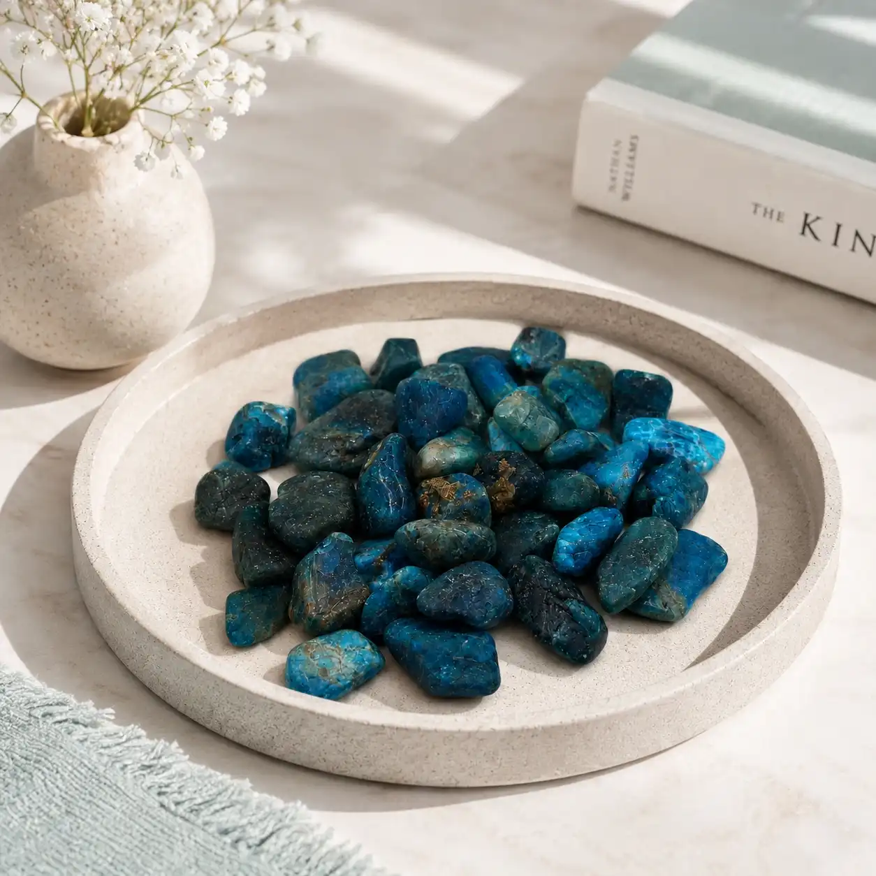 Natural Blue Apatite Polished Tumbled Gemstone Stones 1
