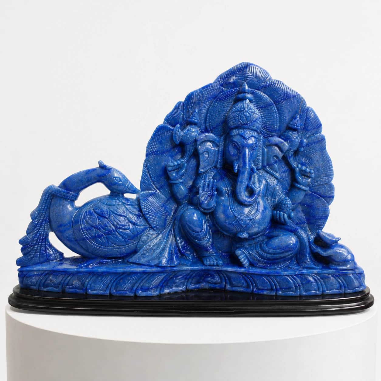 Natural Blue Quartz Ganesha Decor | Hand-Carved Luxury Decorative Sculpture | 63 cm Premium Spiritual Home Decor 2
