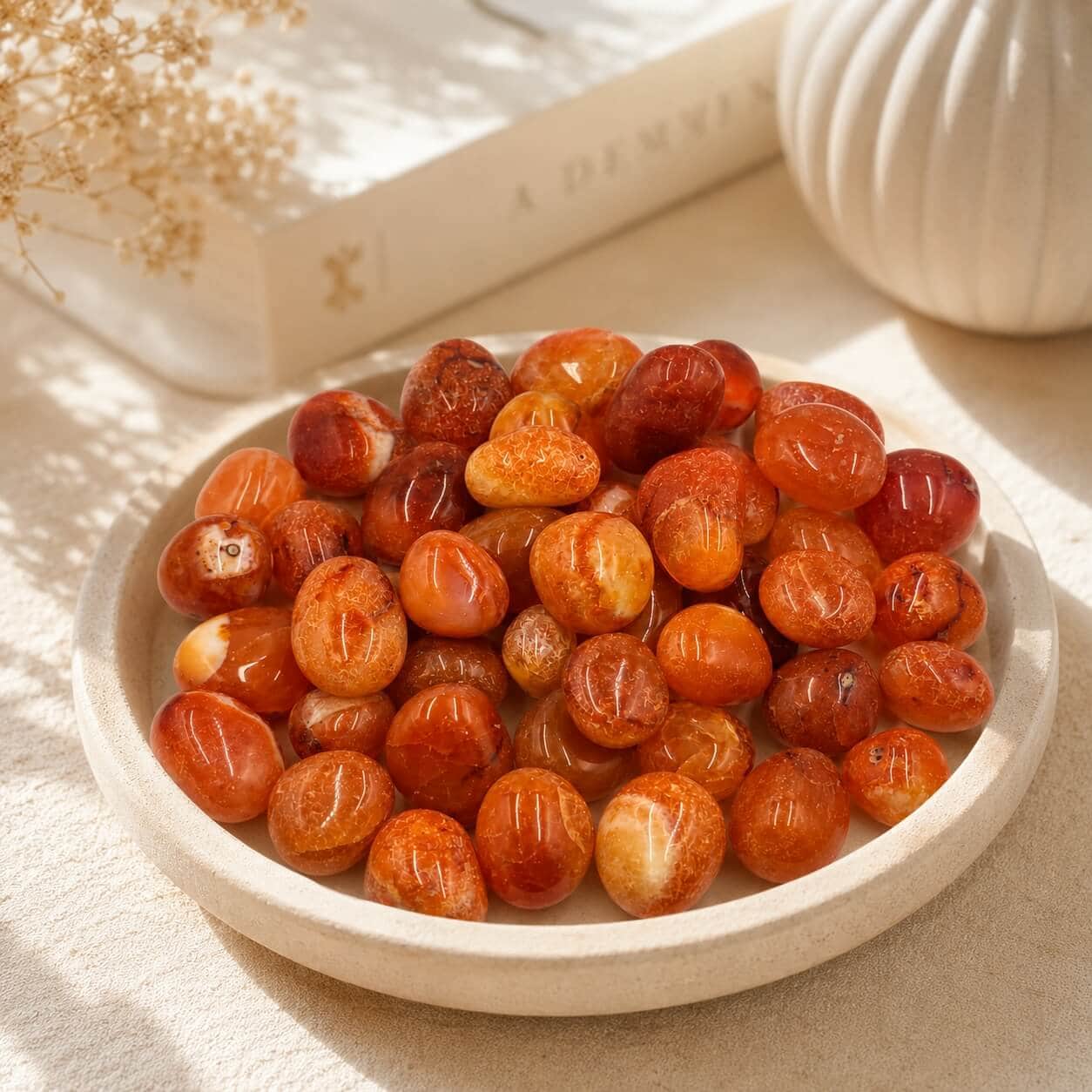 Natural Carnelian Polished Tumbled Stones | Orange Gemstone Pebbles | 250 GM, 500 GM & 1 KG 1