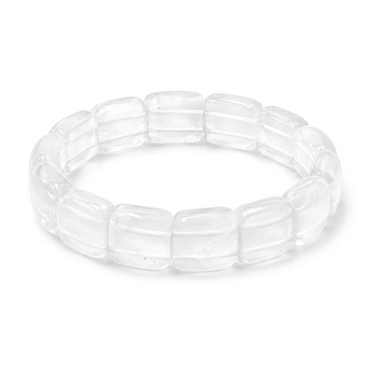 Natural Clear Quartz Crystal Tile Bracelet – Flat Rectangular Bead Stretch Bracelet for Clarity, Focus & Positive Energy | The Master Healer Crystal | Premium Natural Gemstone Jewellery 2