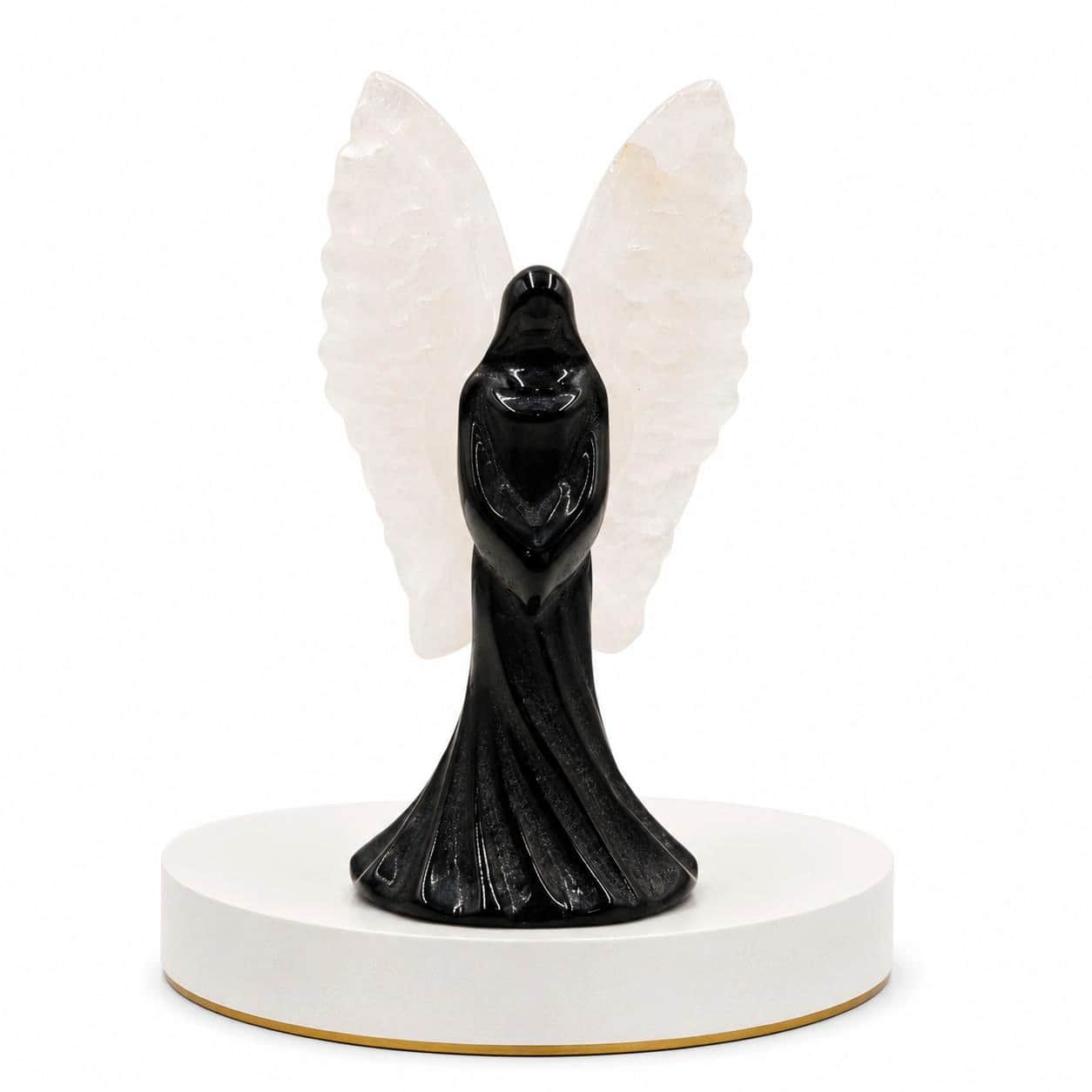 Natural Crystal Angel Collection – Hand-Carved Healing Stone Angel Figurines with Yellow Calcite, Clear Quartz & Rainbow Fluorite Wings 2