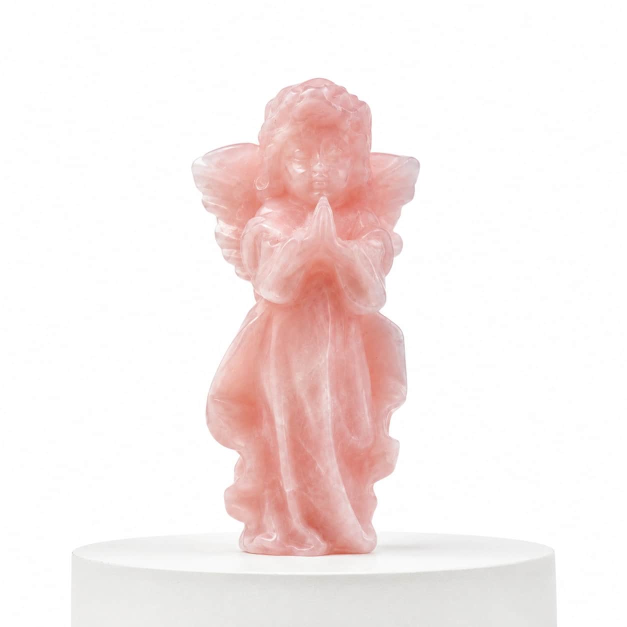 Natural Crystal Angel Statue | Hand-Carved Semi-Precious Stone Angel Figurine for Home Decor, Gifting & Spiritual Protection 2