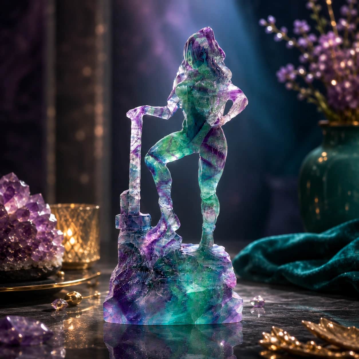 Natural Fluorite Goddess Statue 1