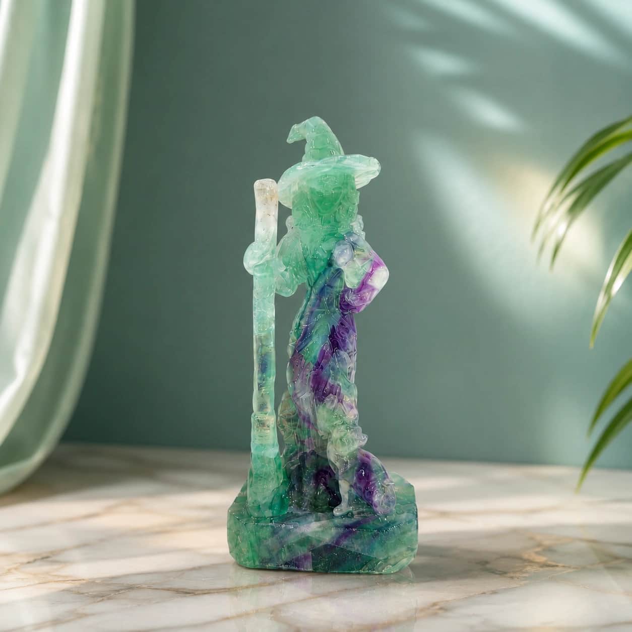 Natural Fluorite Hat Wizard Statue 1
