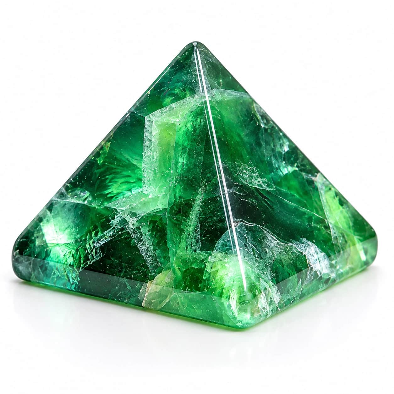 Natural Green Fluorite Crystal Pyramid - Emerald Clarity Hand-Polished Gemstone Pyramid for Focus, Mental Clarity, Balance & Growth | Ethically Sourced Premium Feng Shui & Vastu Decor for Home, Office & Meditation 2