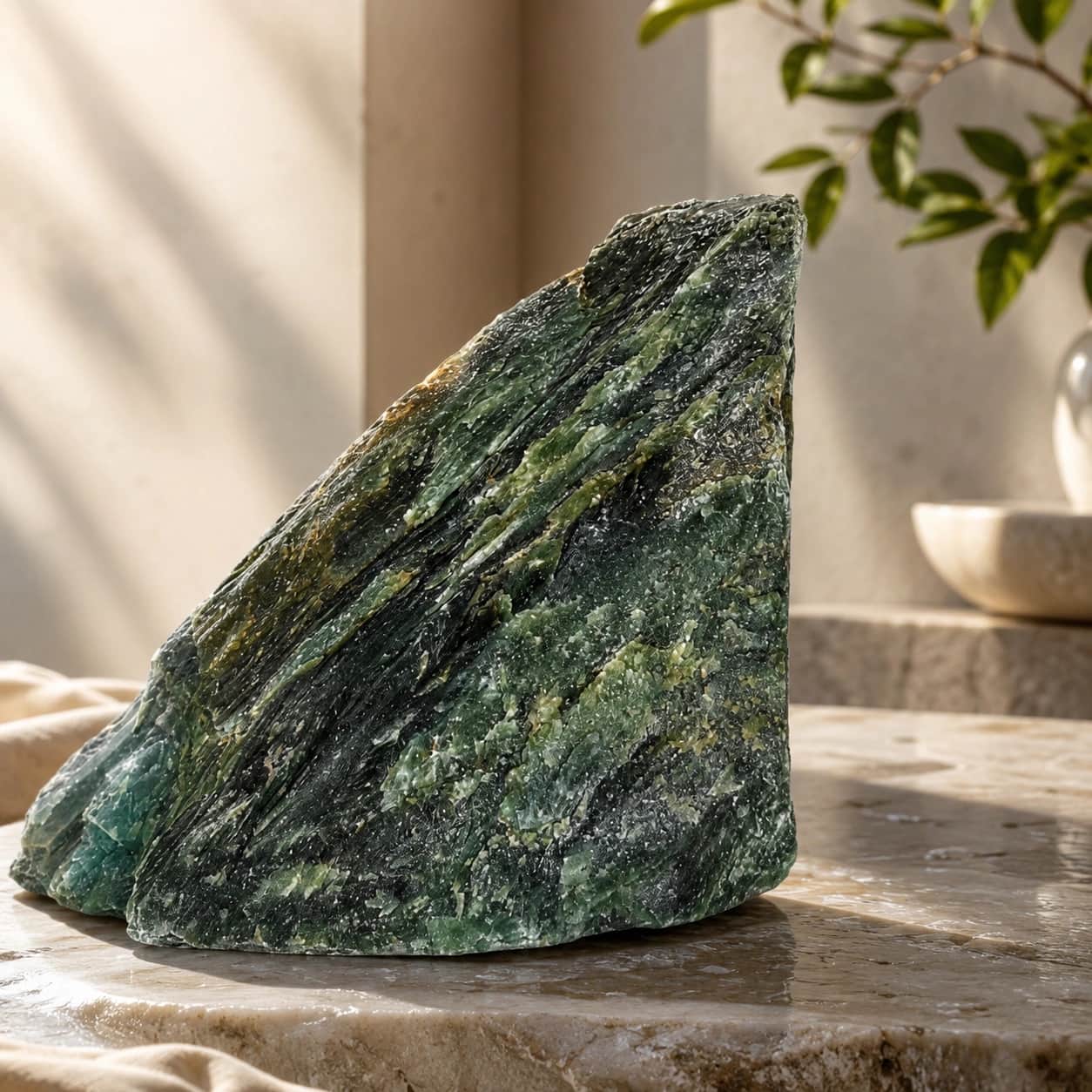 Natural Green Jade (Nephrite Jade) Rough Stone for Home Decor, Crystal Collection & Raw Stone Display 1
